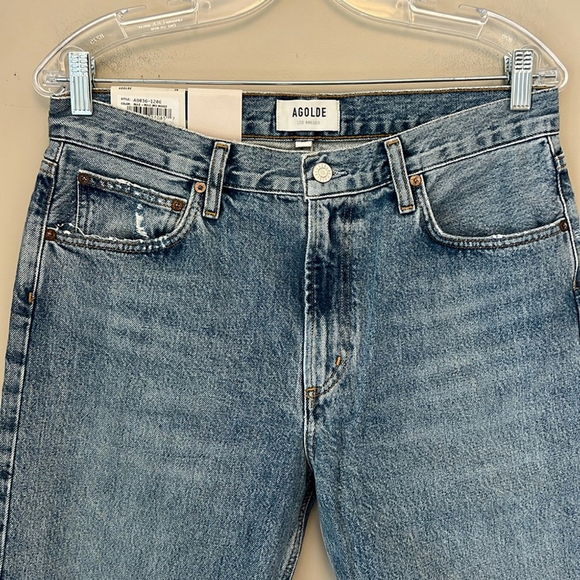 NWT Aritzia AGOLDE Mia Ripped Mid Rise Straight Leg Denim in Rule size 29 - Picture 5 of 11